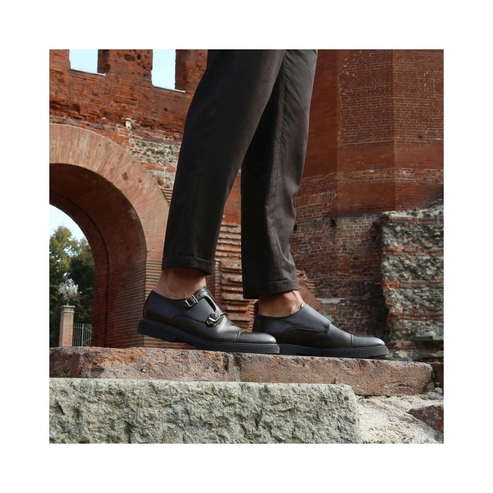 Black Leather Slip-On Loafers