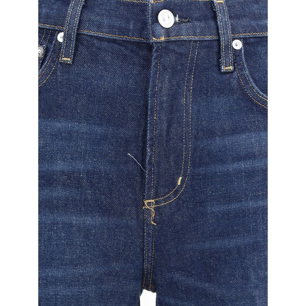Blue Cotton Flared Jeans