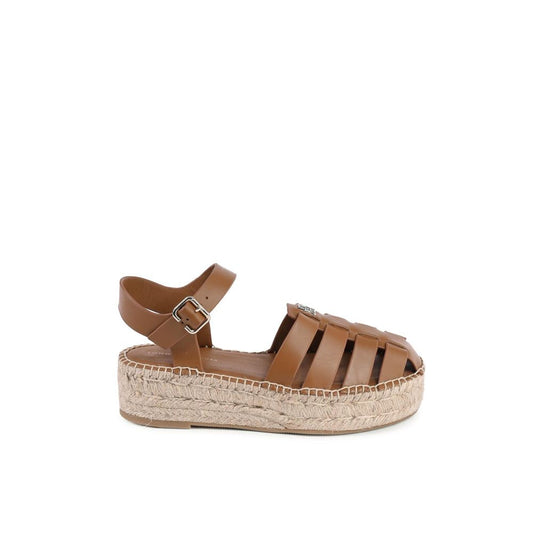 Brown Leather Platform Sandals