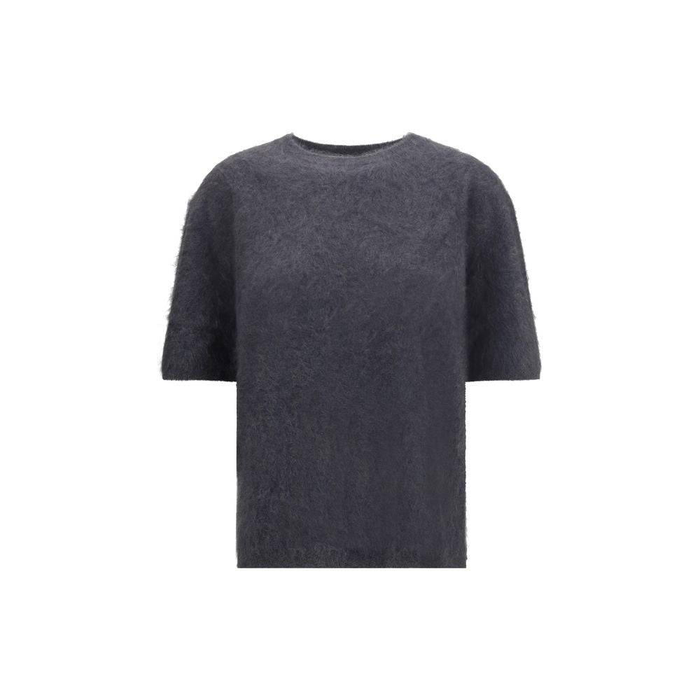 Grey Cashmere Short Sleeve Sweater