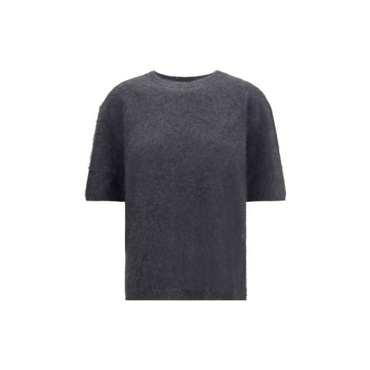 Grey Cashmere Short Sleeve Sweater