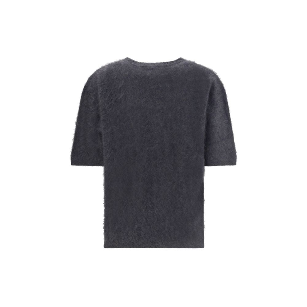 Grey Cashmere Short Sleeve Sweater