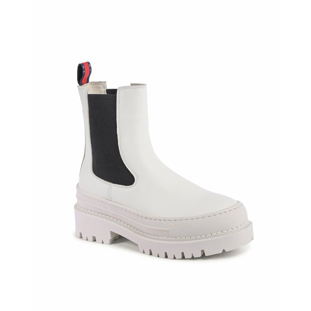 White Leather Ankle Boots