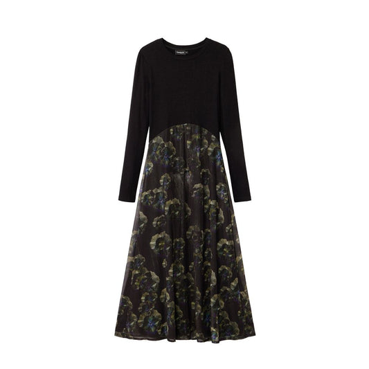 Black Polyester Casual Dress