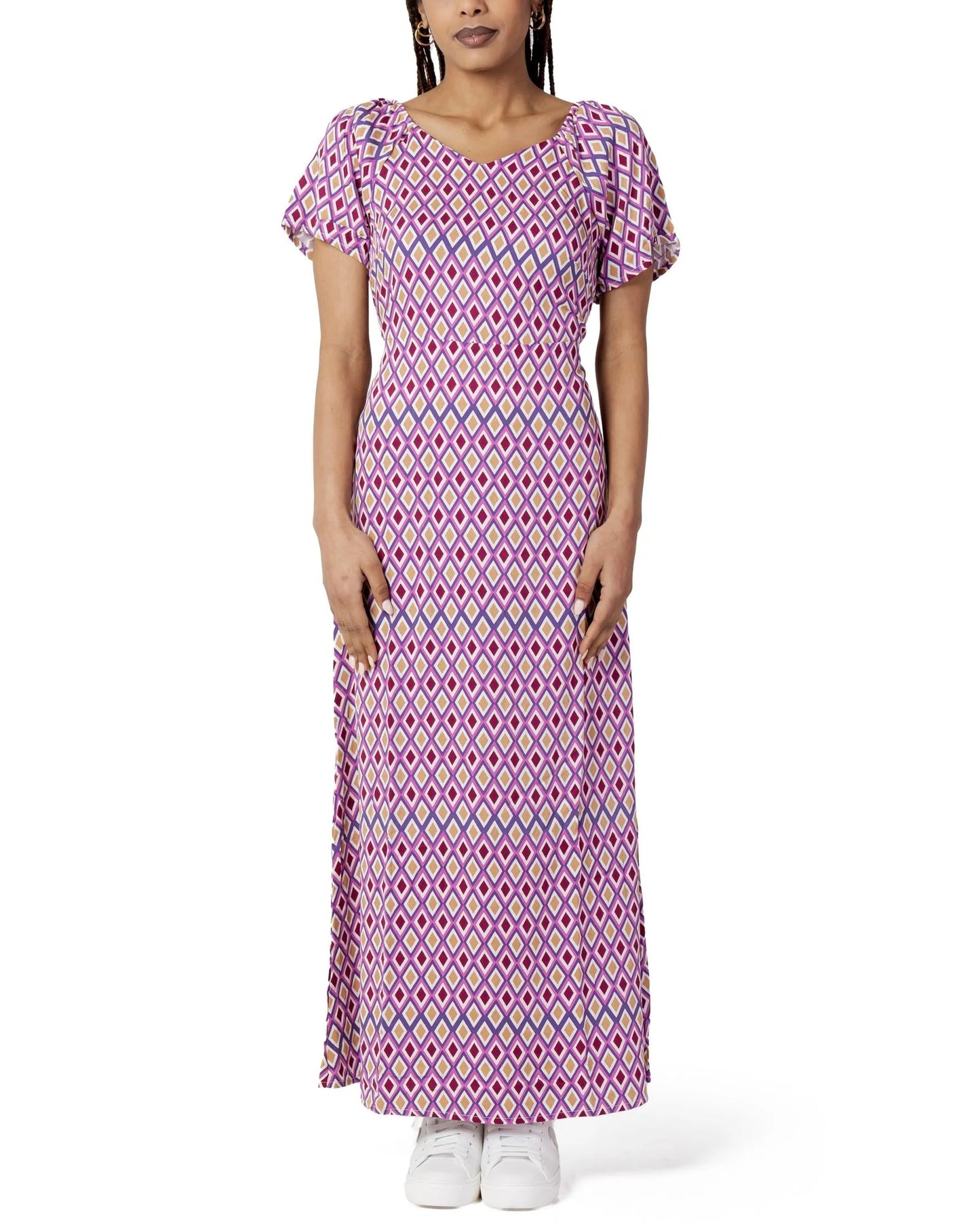Purple Viscose Casual Dress
