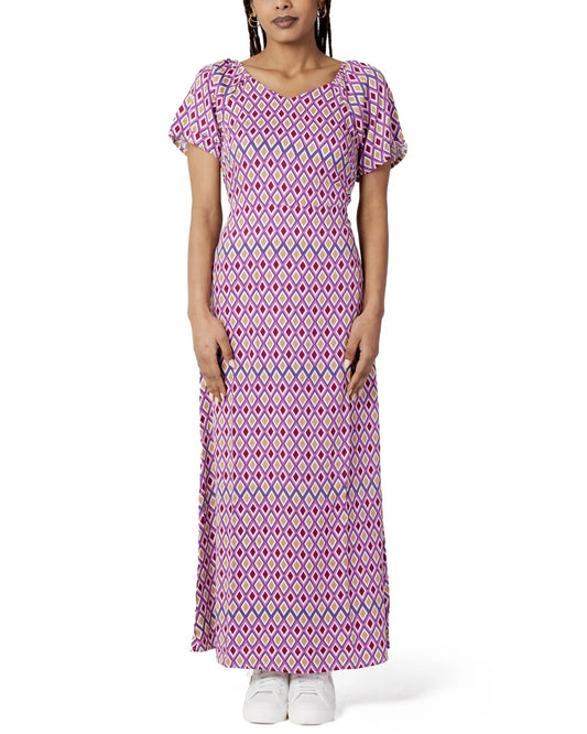 Purple Viscose Casual Dress