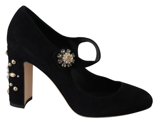 Black Suede Leather High Heel Pumps