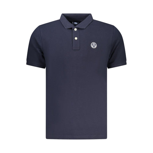 Blue Cotton Men Polo Shirt