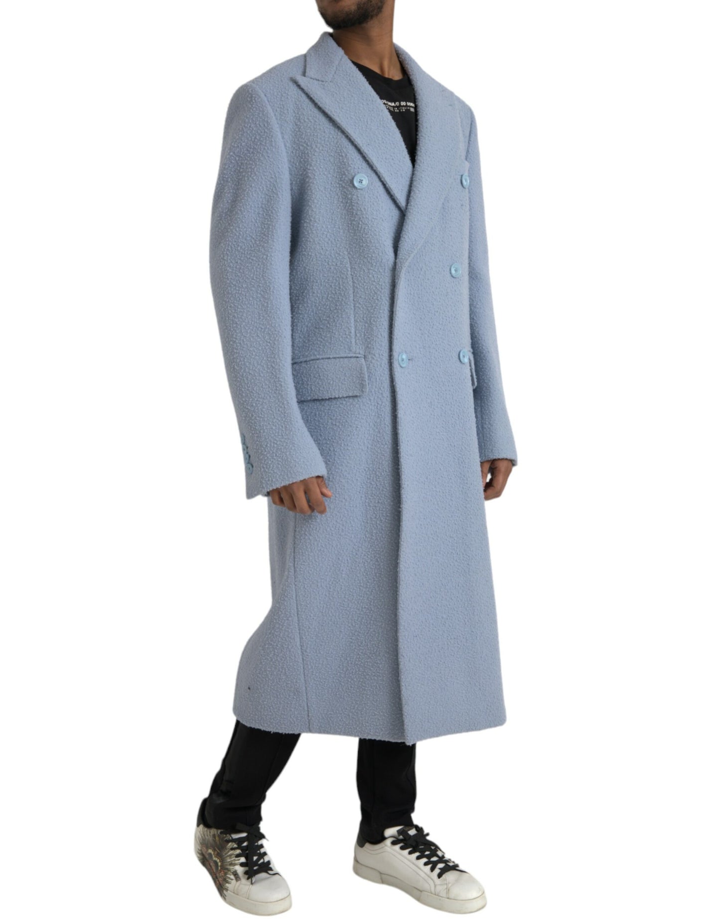 Blue Cashmere Trench Coat