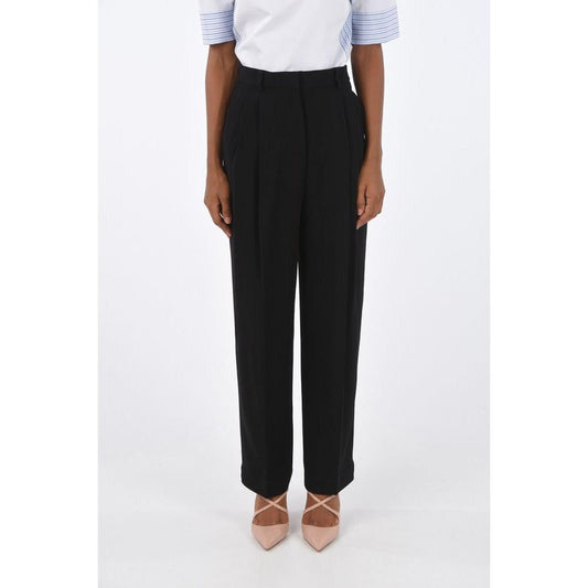 Black Acetate Casual Pants