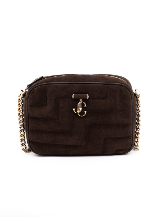 Brown Suede Avenue Camera Crossbody Bag