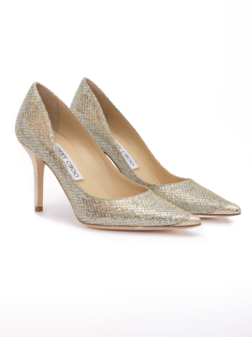 Gold Glitter Fabric Agnes Pumps