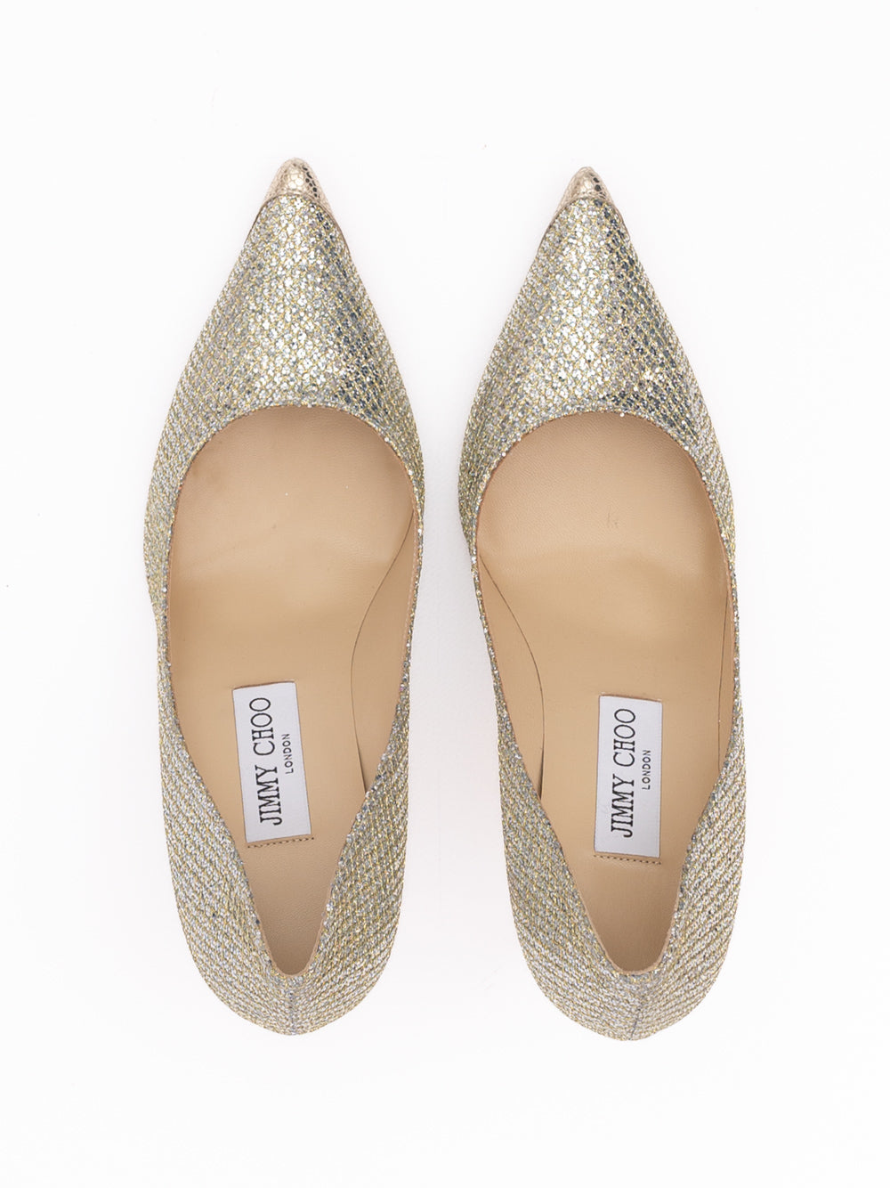 Gold Glitter Fabric Agnes Pumps