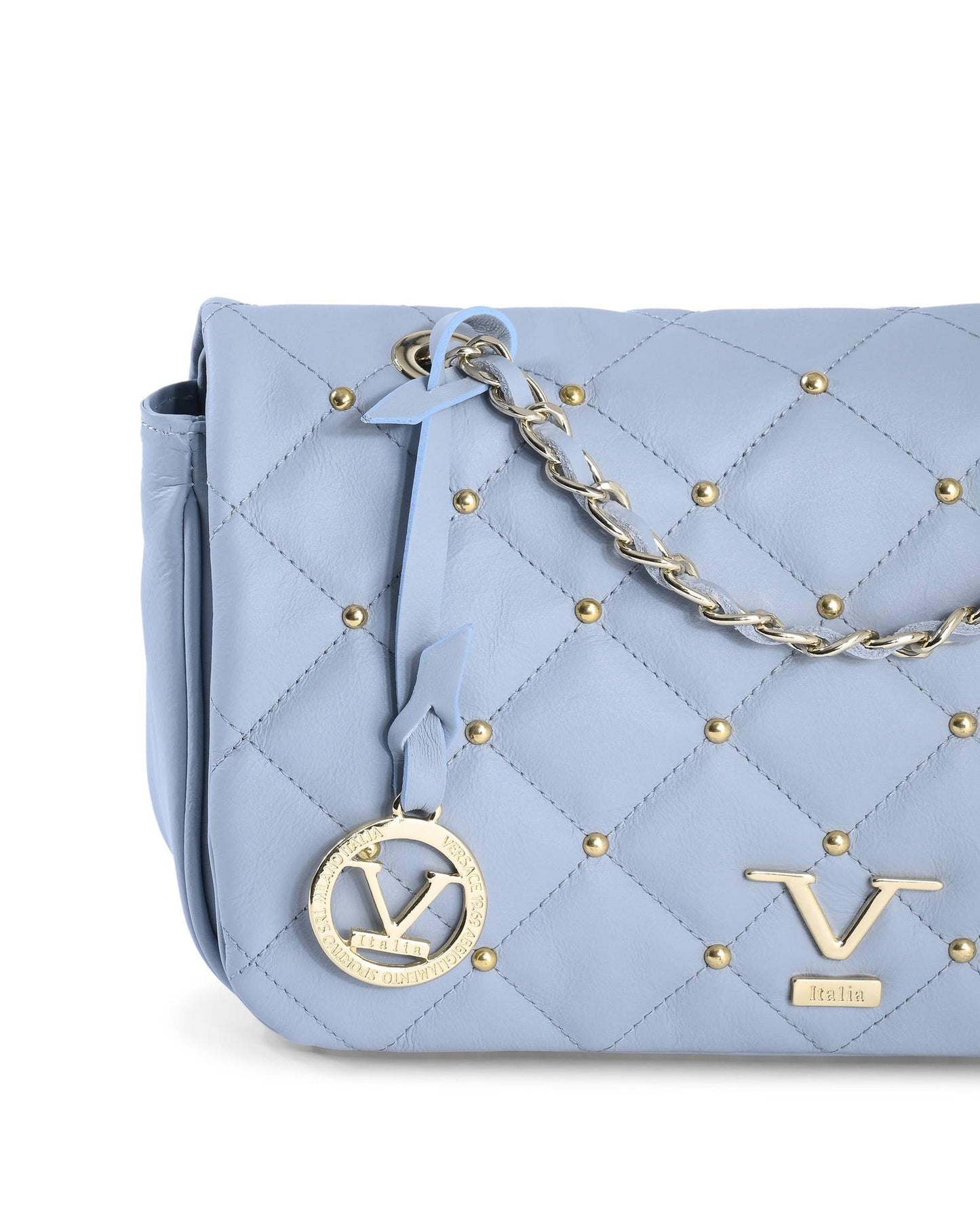 Blue Leather Shoulder Bag