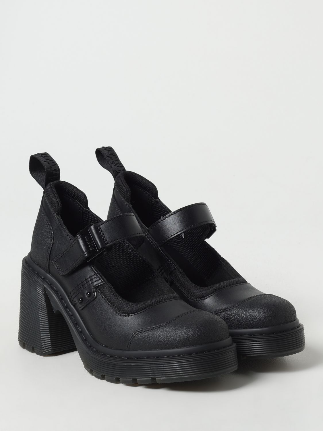Black Leather Platform Pumps