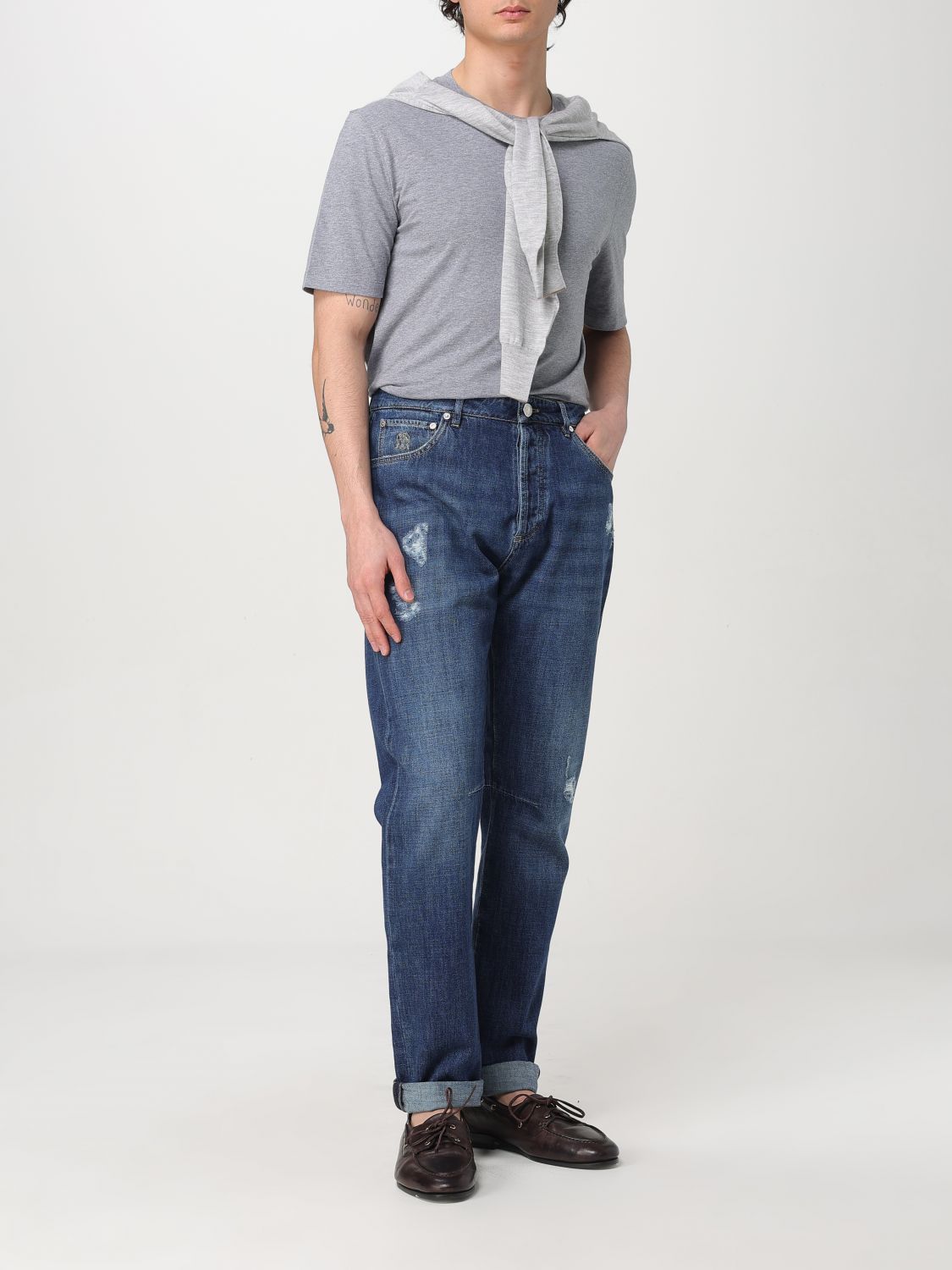 Blue Denim Straight-Leg Jeans