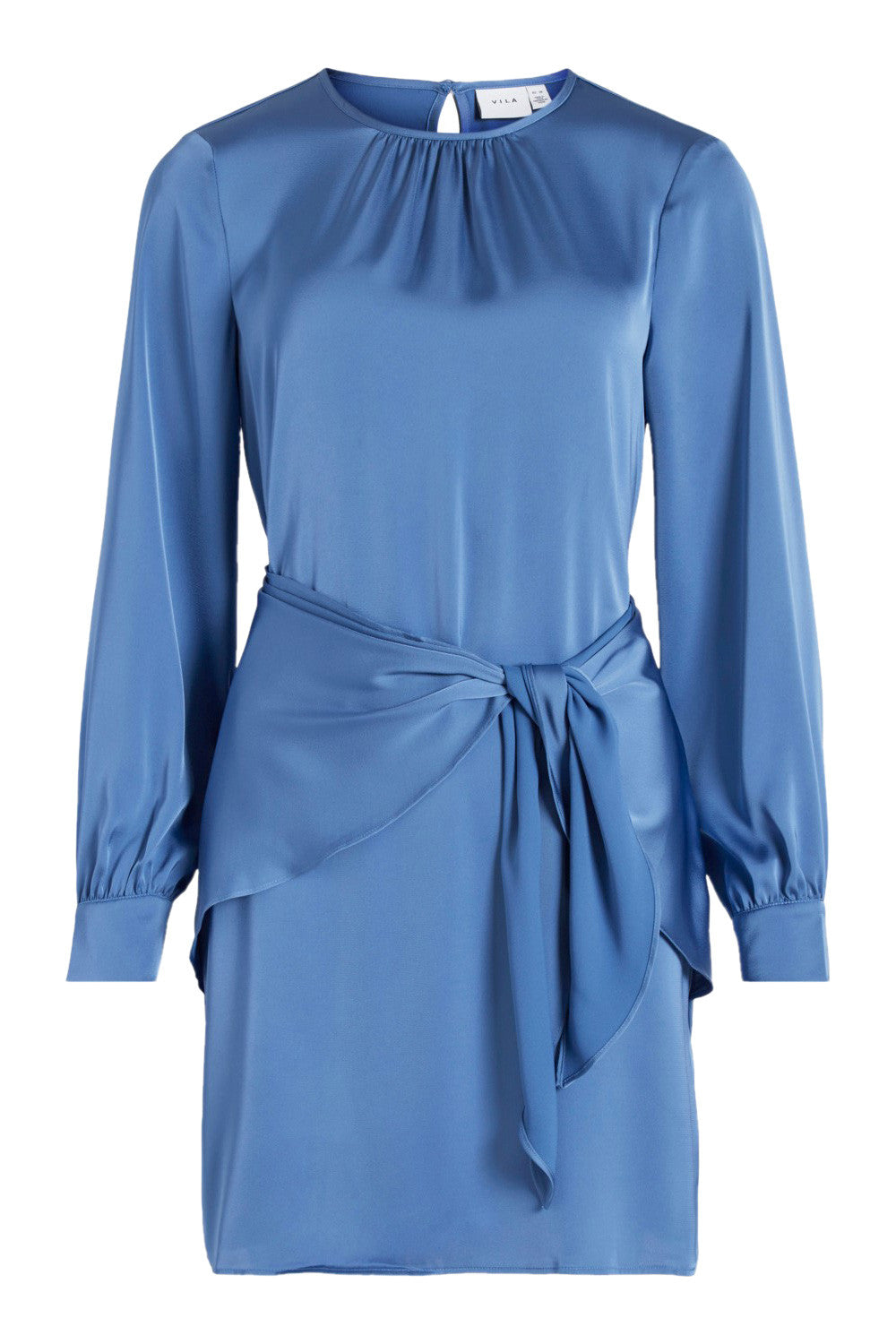 Blue Polyester Short Dress
