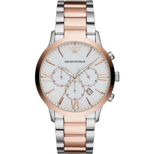 Silver and Bronze Steel Chronograph Watch