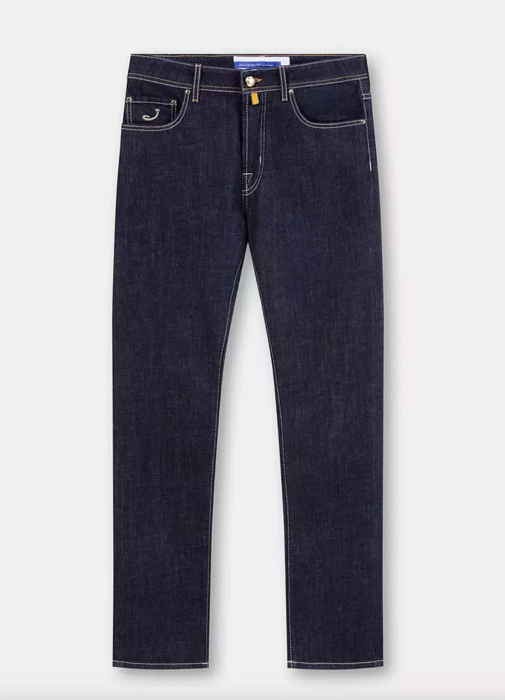 Blue Cotton Men Jeans with Straight Leg Cut