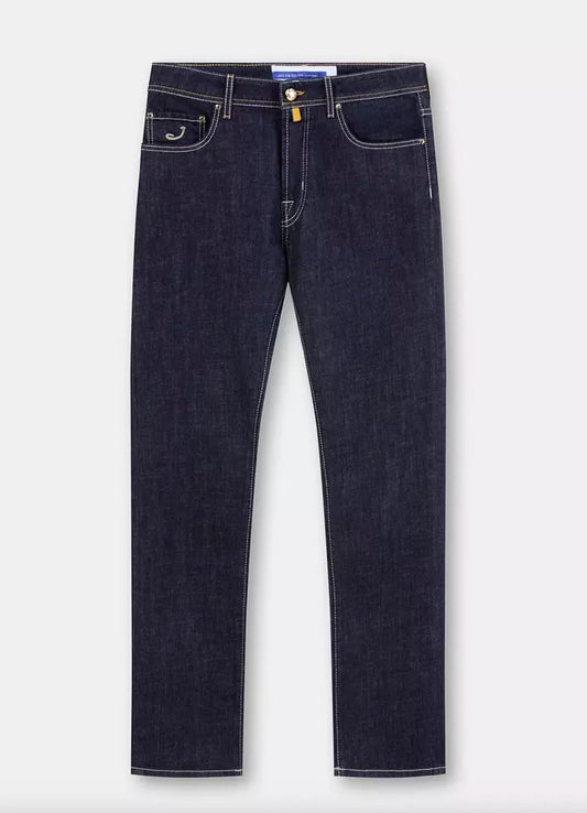Blue Cotton Men Jeans with Straight Leg Cut