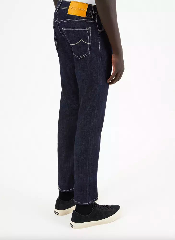 Blue Cotton Men Jeans with Straight Leg Cut