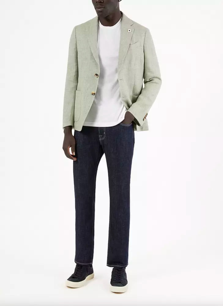 Blue Cotton Men Jeans with Straight Leg Cut