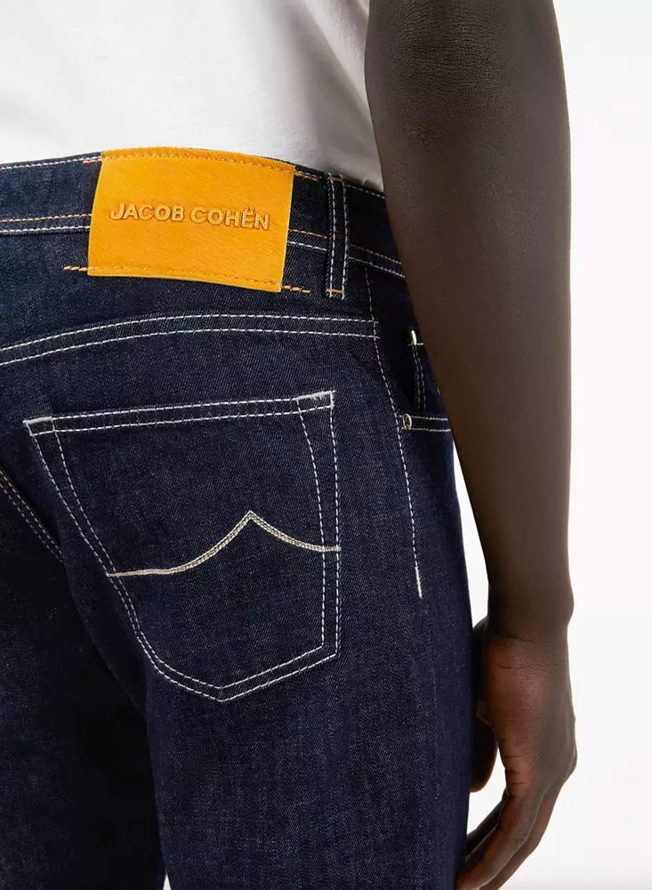 Blue Cotton Men Jeans with Straight Leg Cut