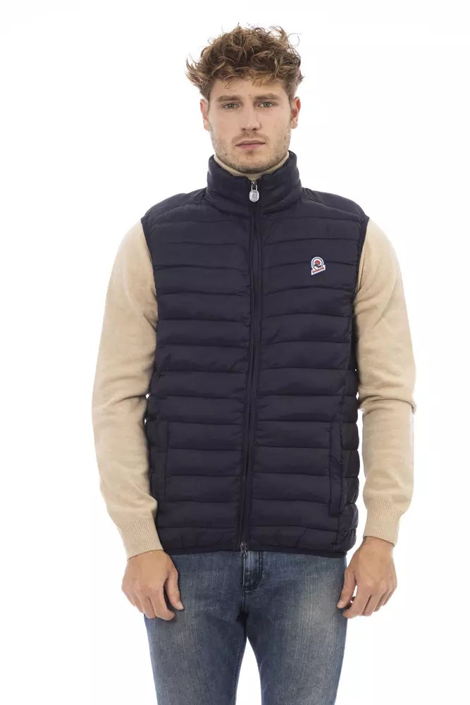 Blue Polyamide Sleveless Jacket