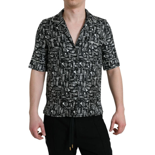 Black Silk Shortsleeve Shirt