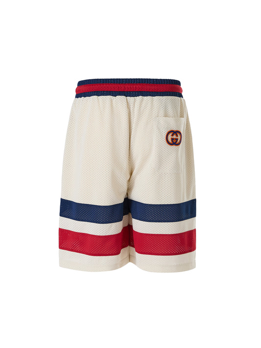 Cream polyester Logo Shorts