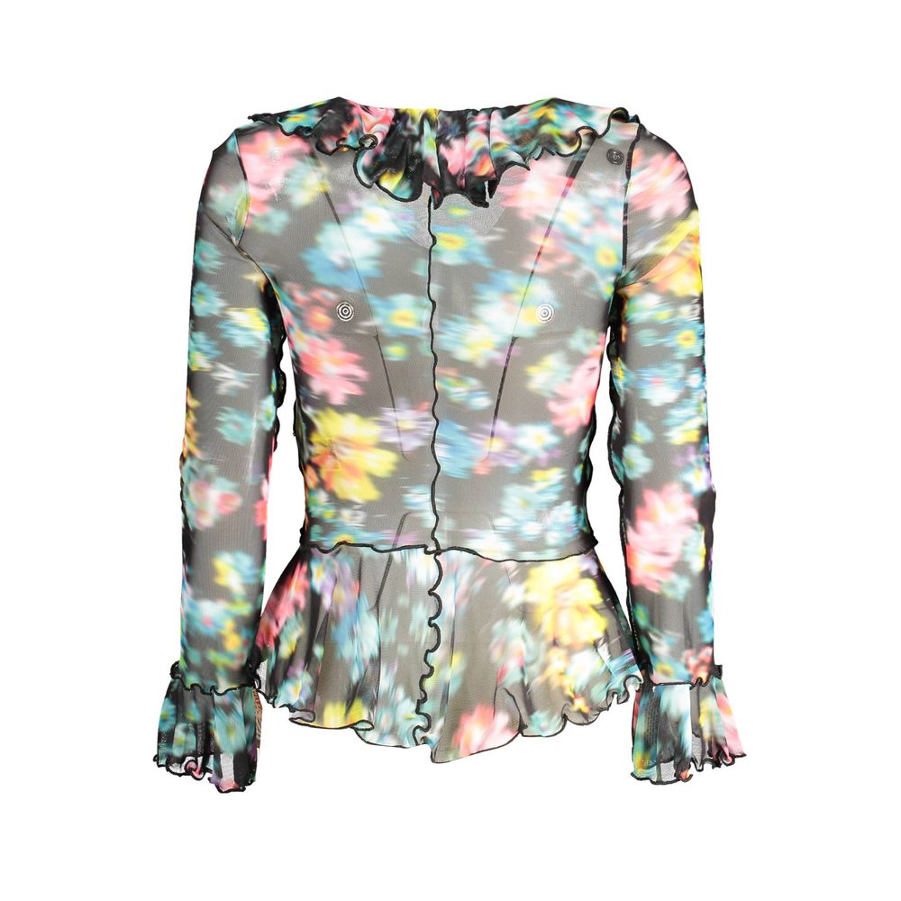 Black and Multicolor Polyester Shirt