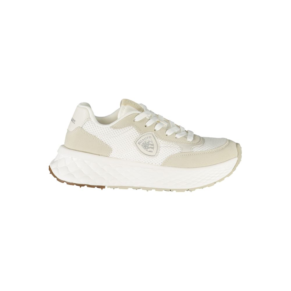 White Polyurethane Women Sneaker