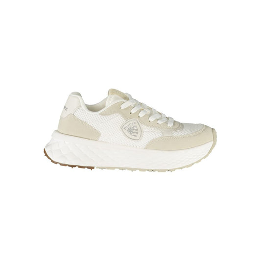 White Polyurethane Women Sneaker