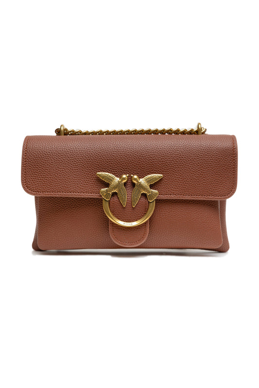 Brown Leather Love Boucle Riga Shoulder Bag